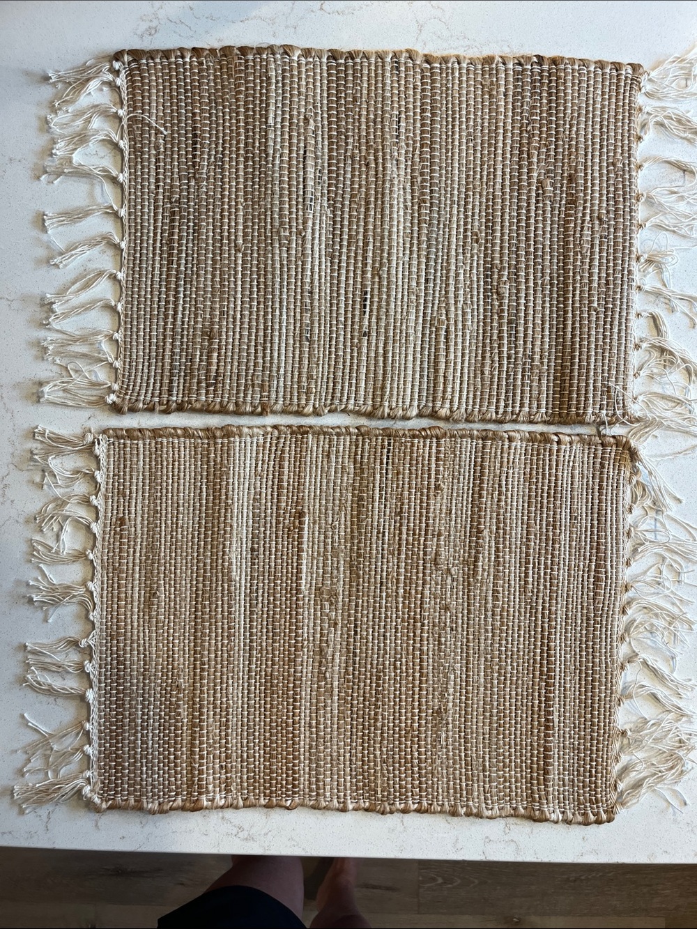 Pier 1 Natural Beige Woven Jute Placemats with Fringe (set of 2)